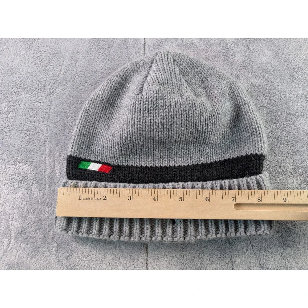 Puma Ferrari 10th Anniversary Partnership Knit Beanie Hat Grey Black Stripe